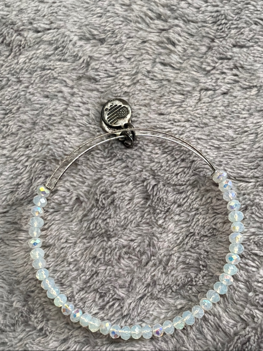 Alex and Ani Iridescent Opal Bead Expandable Bracelet with Silver Charm